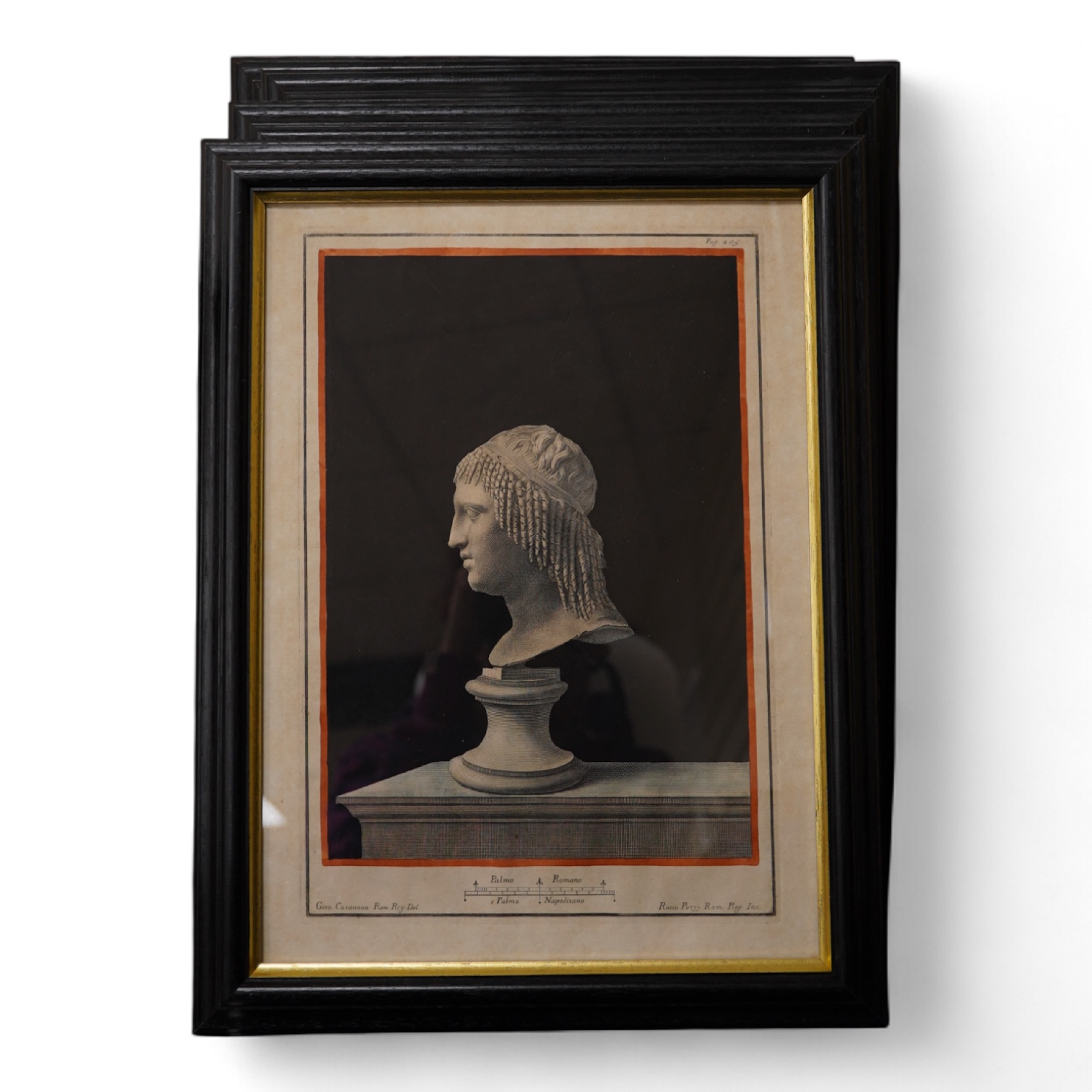 Set of four 18th century Italian etchings, Greek busts to include busts of Thespis and Sophocles, 36 x 26cm